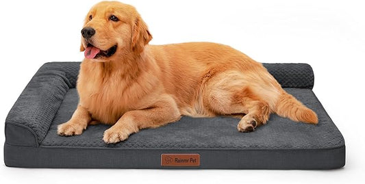 Orthopedic Dog Beds Large Sized Dog, 3 Inch Memory Foam Pet Bed for Medium and Large Dogs, Washable Removable Cover, Nonskid Bottom, Waterproof, 44x32 Inches XXL Dark Grey
