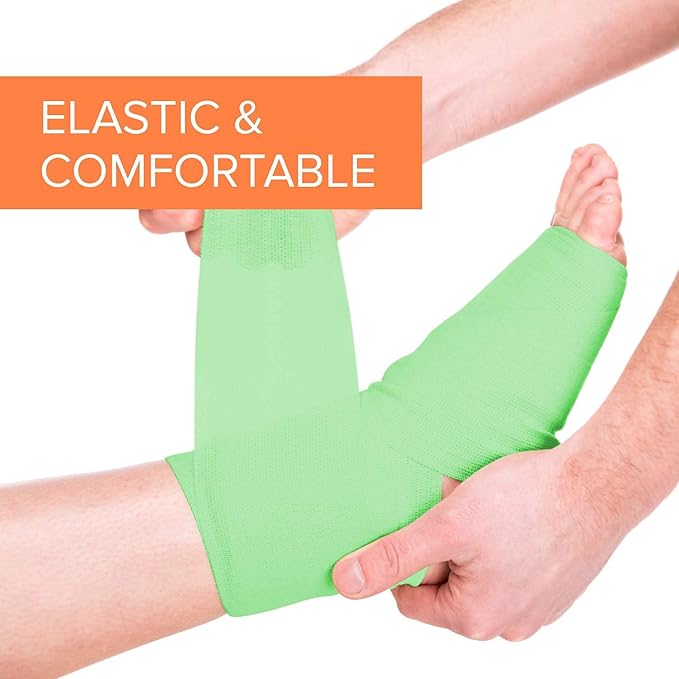 California Basics, Self Adhesive Bandage Wrap, 2 Inch by 5 Yards Non Woven Cohesive Bandage Rolls, 24 Pack, Vet/Stretch Wrap, Multi Colored Neon Medical Athletic Tape for Wrist, Waterproof