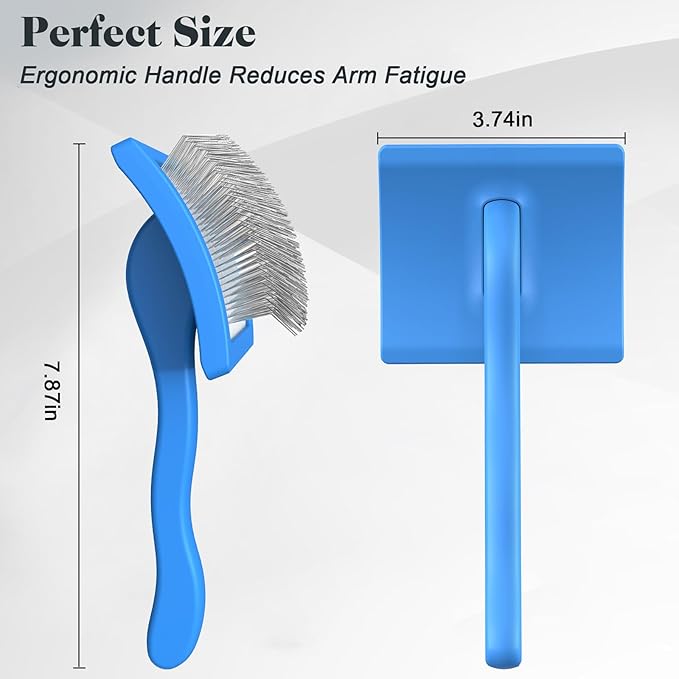 2PCS Slicker Brush for Dogs & Pet Comb,Professional Dog Grooming Brush (Goldendoodles,Poodles,Labradoodles) with Extra Long Pins to Effectively Remove Tangles, Knots and Mats (Blue)