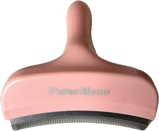 Pet Deshedding Tool with Curve Blade, Cat Grooming Brush, Tight V-shaped Teeth Shedding Comb for Cat and Dog (Pink, Large)