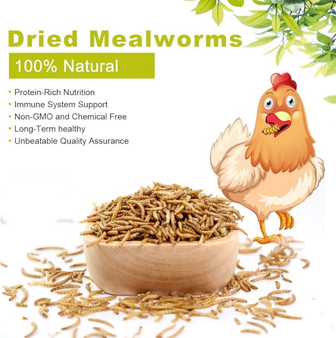 20lbs Mealworms, High-Protein Dried Mealworms for Birds, Chickens, Turtles, Fish, Hamsters and Hedgehogs, Non-GMO and Chemical Free, All Natural Animal Feed