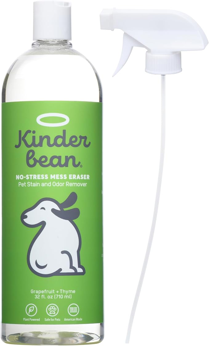 Dog & Cat Urine Stain and Odor Eliminator for Carpet, Upholstery, Hard Floors - Single 32 oz., Grapefruit & Thyme Scent, Enzyme Bio-Active Formula with Squeeze and Spray Top