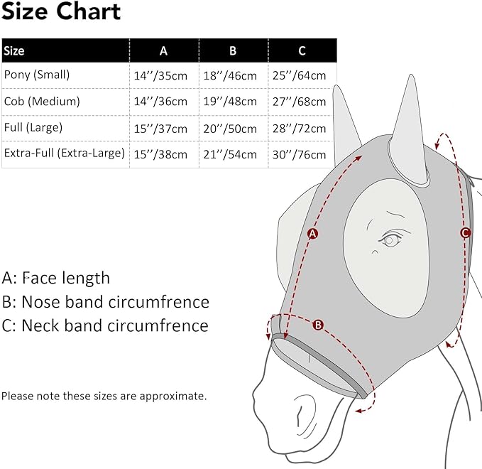 Harrison Howard Super Comfort Stretchy Fly Mask Large Eye Space with UV Protection Soft on Skin with Breathability Dream Star M Cob