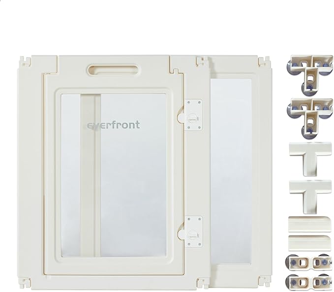 30.3“H 2PCS Extension Kit - Door+Panel, T-Buckles for Compartment, Expandable Clear Dog Play Pen Acrylic Dog Playpen Indoor,for Puppy Cat Bunny Small & Medium Dogs (White, 30.3" H, 2PCS)