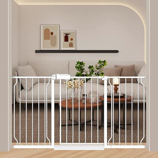 57.5-62 Inch Extra Wide Baby Gates for Stairs Doorways Pressure Mount No Drill Dog Pet Gate Automatic Close Child Safety Gate for Toddler Kids Pets