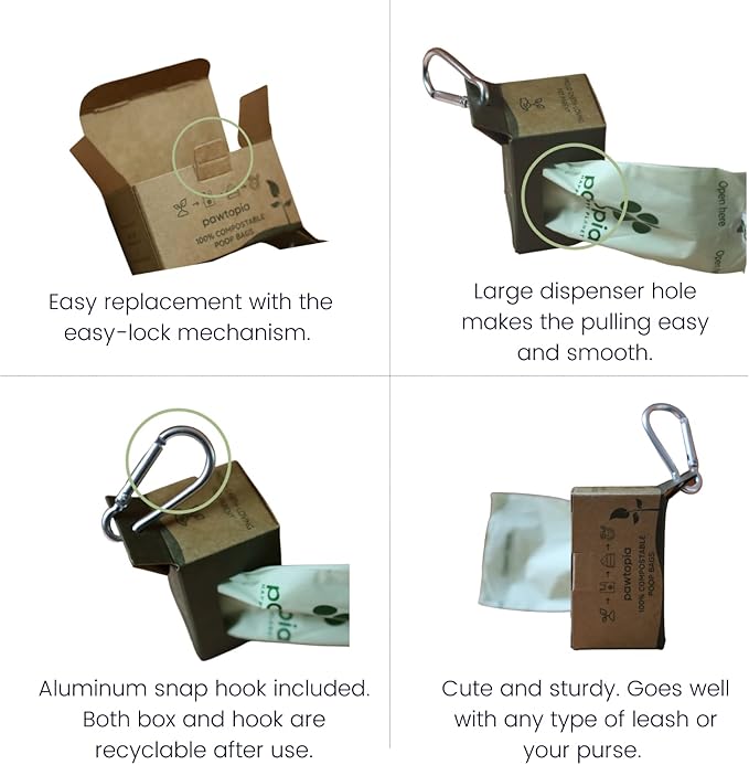 Biodegradable Dog Poop Bags, 60 Count, Certified Home Compostable, Leak-Proof, Easy Open, Standard Size, Supports Sustainable Living