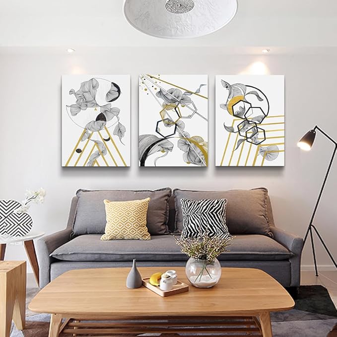 Canvas Wall Art For Living Room Large Size Modern Abstract Painting Bedroom Decoration Office Wall Decor Black And White Abstract pictures 3 Piece Framed Inspirational Posters Artworks Home Decor