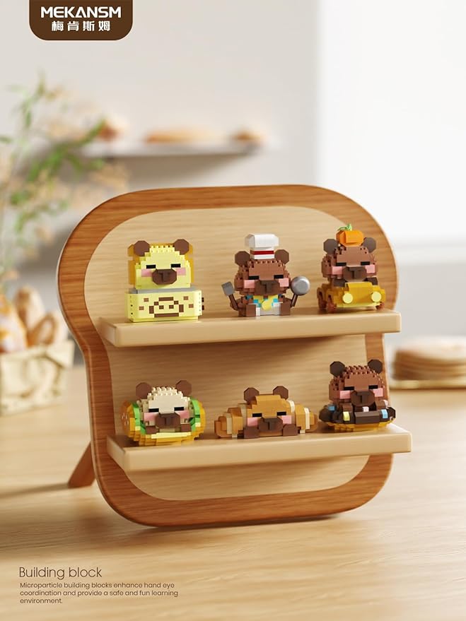 Bread Maker Cute Capybara Baking Bread Series Mini Building Toy Kawaii Animals Set Micro Adorable Pet Buildings Small Bricks Gifts Toys