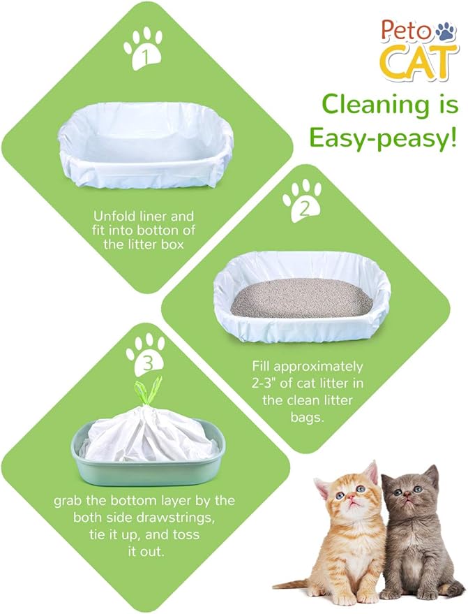 Cat Litter Liners Large, Jumbo Drawstring Extra Durable Pet Cat Pan Liners Extra-Thick Kitty Litter Box Bag-24 Count 36" x 19"