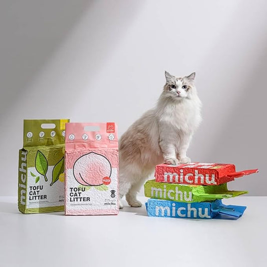 Tofu Cat Litter Natural Clumping Tofu Cat Litter, Fast Clumping and Easily Scoop-able 5.5lb/88oz 5 Scents - Original, 4 Pack