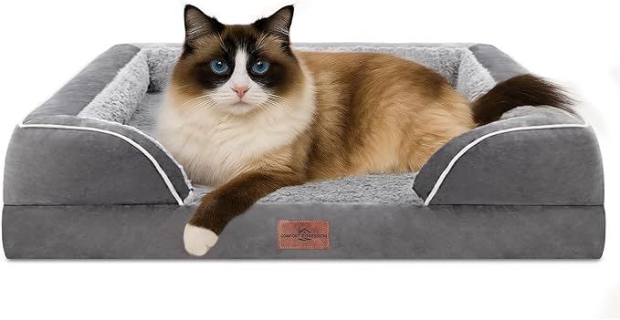 Comfort Expression Small Dog Beds Waterproof Cat Beds Orthopedic Foam Sofa Bed for Small Dogs Comfy Pet Bed with Washable Removable Cover & Non-Slip Bottom(XX-Small,Grey)