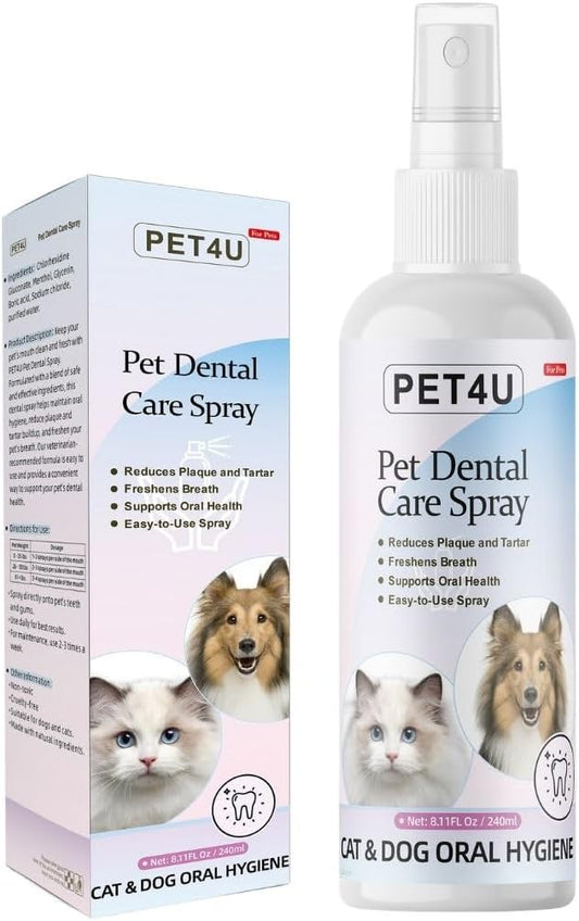 Dog Breath Freshener, 8 oz - Fights Plaque, Tartar & Bad Breath - Gentle Gum Care & pH Balance - Dog Dental Care for Cat and Dog - No-Brush Solution