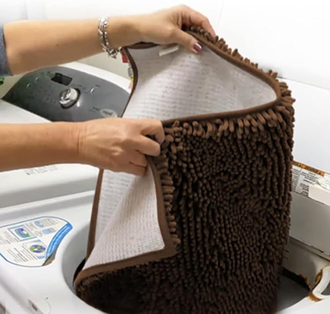 Muddy Mat® Pack of 3 Highly Absorbent Microfiber Dog Door Mat and Pet Rug, Non Slip Thick Washable Area Mat Soft Chenille for Kitchen Bathroom Bedroom and Outdoor - Brown Small, Medium & Large