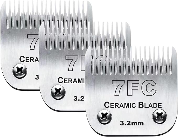 3pcs 7FC Blades Dog Grooming Replacement Blades Compatible with Andis Dog Clipper,Ceramic Blade & Stainless Steel Blade