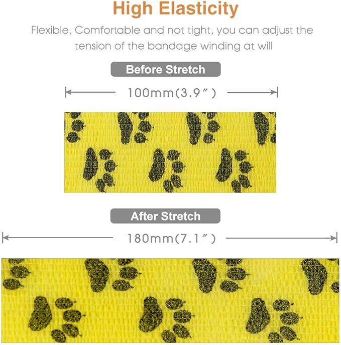 AUPCON Vet Wrap Cohesive Bandages Bulk Self Adhesive Bandage Wrap Self Adherent Wrap Non-Woven for Dogs Pet Animals & Ankle Sprains & Swelling 2 Inch x 5 Yards (3 Inch Claw)