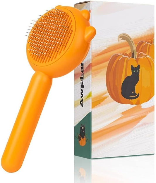 Pet Demon Brush, Cute Self Cleaning Slicker Brush for Dogs Cats Puppy Rabbit, Professional Pet Grooming Hair Removal Tool for Short & Long Hair