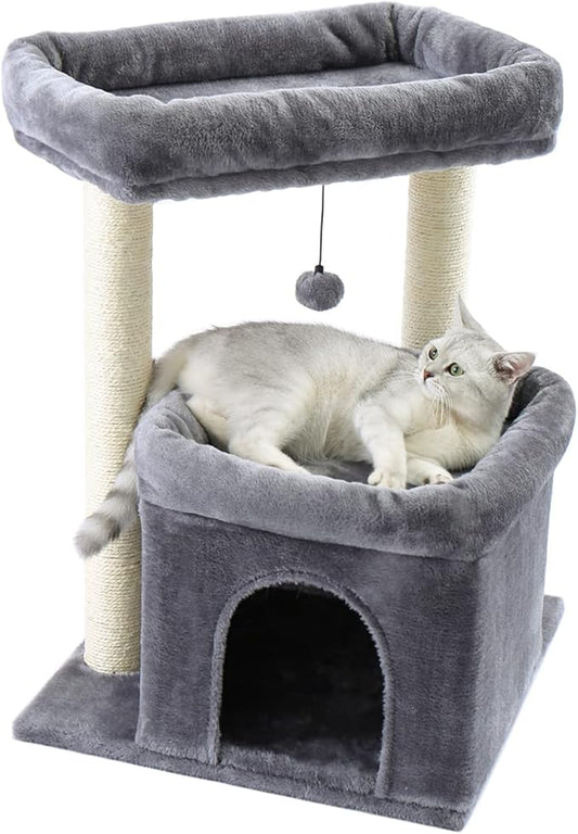 PEQULTI Cat Tree Cat Tower with Sisal-Covered Scratching Posts and Extra-Large Cat Perch Suitable for Small to Medium Cats