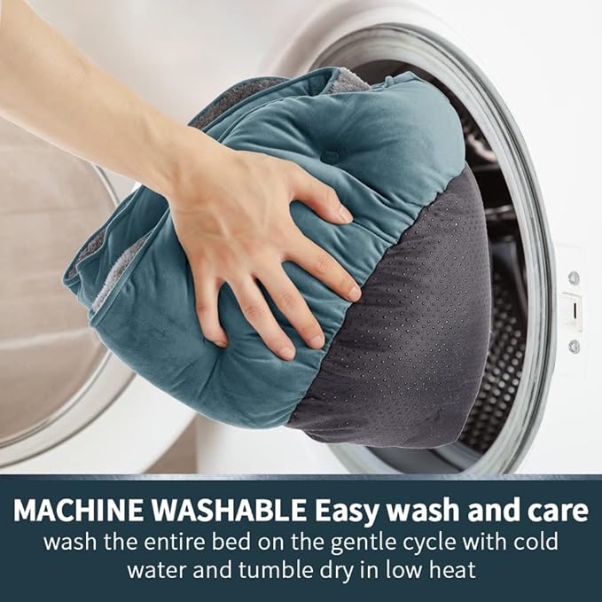 Asvin Small Dog Bed for Small Dogs, Cat Beds for Indoor Cats, Pet Bed for Puppy and Kitty, Extra Soft & Machine Washable with Anti-Slip & Water-Resistant Oxford Bottom, Teal, 20 inches