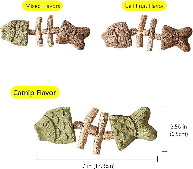 3 Pack Catnip Toys, Healthy Cat & Kitten Teeth Cleaning Dental Chew Toy, Contain Catnip, Natural Silvervine, and Gall Fruit, Interactive Cat Toys for Indoor Cats, are Edible for All Cats Breeds