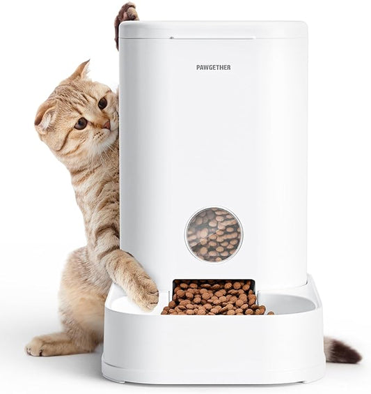 PAWGETHER® Gravity Cat Feeder, Self-Dispensing Dog Food Dispenser, Pet Food Station 1 Gallon/3.5L Capacity Automatic Pet Feeder Cat & Dog Food Bowl, Easy to Fill