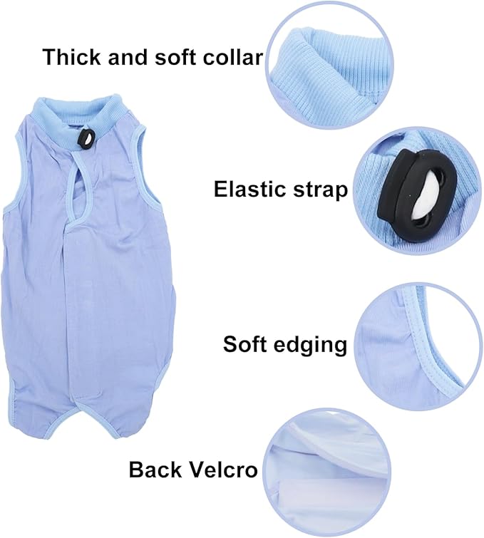 Cat Recovery Suit, Surgical Recovery Clothes for Abdominal Wound or Skin Disease, Cats Onesie After Surgery and Spay, E-Collar Alternative Pajama Suit (Blue, Small)