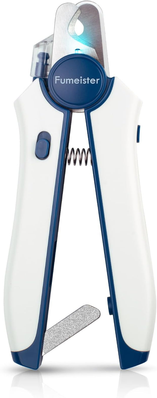 Type-C Rechargeable Dog & Cat Nail Clippers - LED Pet Nail Trimmer with Built-in Nail File, Extra Sharp Blades for Small & Medium Dogs, Indoor Cats (Blue)
