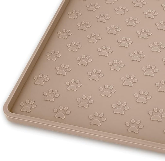 Ptlom Dog Food Mat Anti-Slip Pet Bowl Mats for Food and Water, High-Lips Pet Placemat Prevent Messy Spills to Floor, Waterproof Puppy Feeding Tray for Small, Medium Large Dogs Cats, Silicone