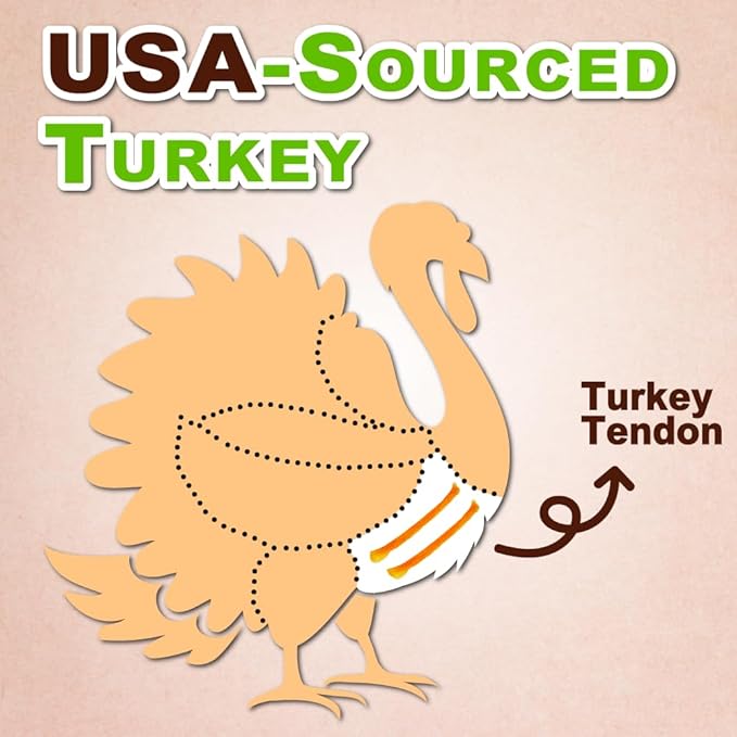 Afreschi Natural Turkey Tendon Rope (L) 10 oz, USA-Sourced Turkey Tendon, All Natural Puppy Chew, Hypoallergenic, Rawhide Alternative, for Large Breeds