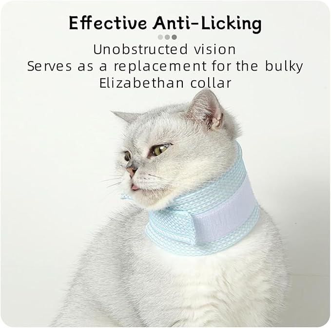 Cat Neck Brace Cover - Breathable & Adjustable Elizabethan Collar for Post-Surgery Recovery Anti-Scratch Anti-Lick Protection, Cervical Cone for Small Medium Large Dogs Puppies Kittens (X-Small,Blue)