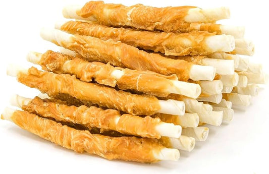 Jungle Calling Dog Treats, Chicken Wrapped Rawhide Sticks for Dogs, Grain-Free Natural Small Dogs Training Treats, Edible Pet Chew Snacks,10.6 oz