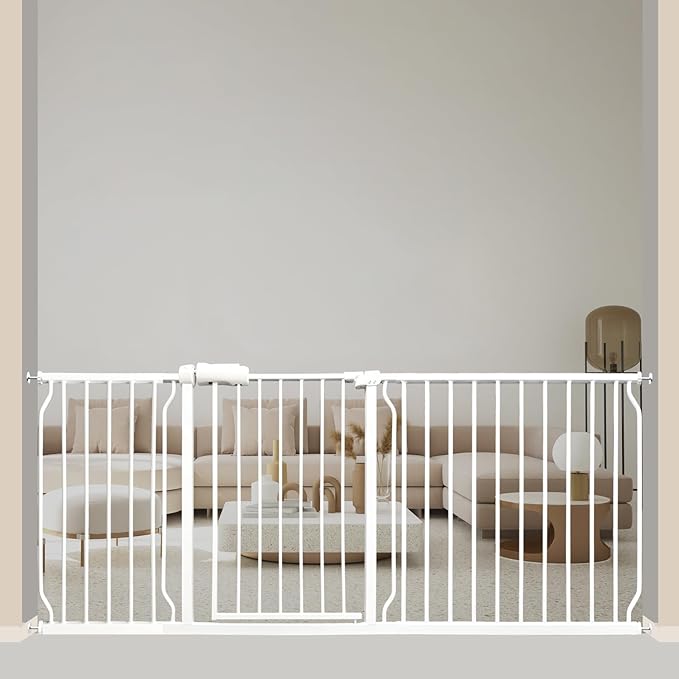 Baby Gates Extra Wide 71.5-76.4 Inch Large Baby Gates for Stairs Tension Pet Dog Gates Indoor for Doorways No Drilling Pressure Mounted Pet Gates for Kids