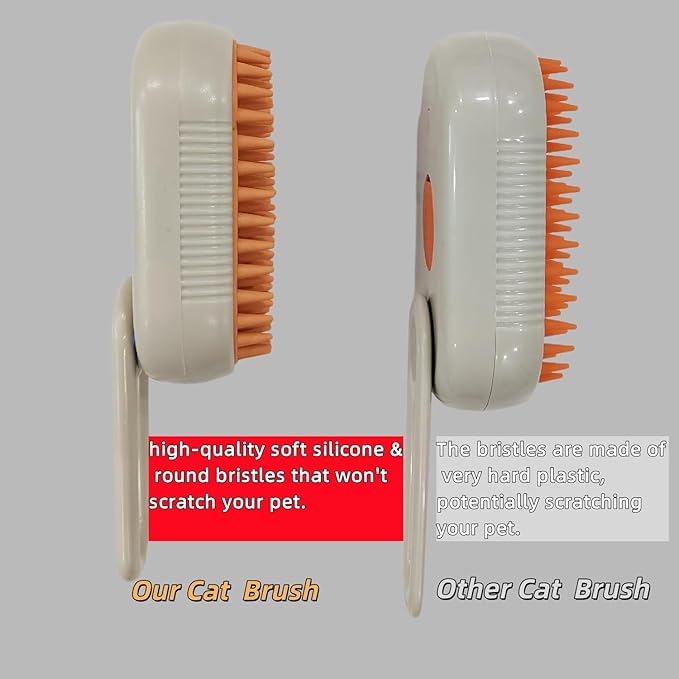 Cat Steam Brush for Shedding 4 in 1 Dog Brush with Steam Pet Hair Cleaning Brush Comb for Spray Pet Grooming for Long & Short Haired Pets Comb for Cats (Brown)