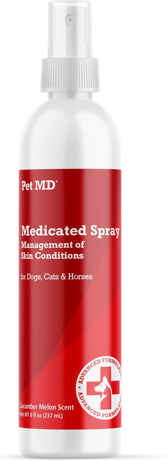 Pet MD Topical Spray for Dogs, Cats, and Horses with Essential Fatty Acids, Aloe and Vitamin E - 8 oz