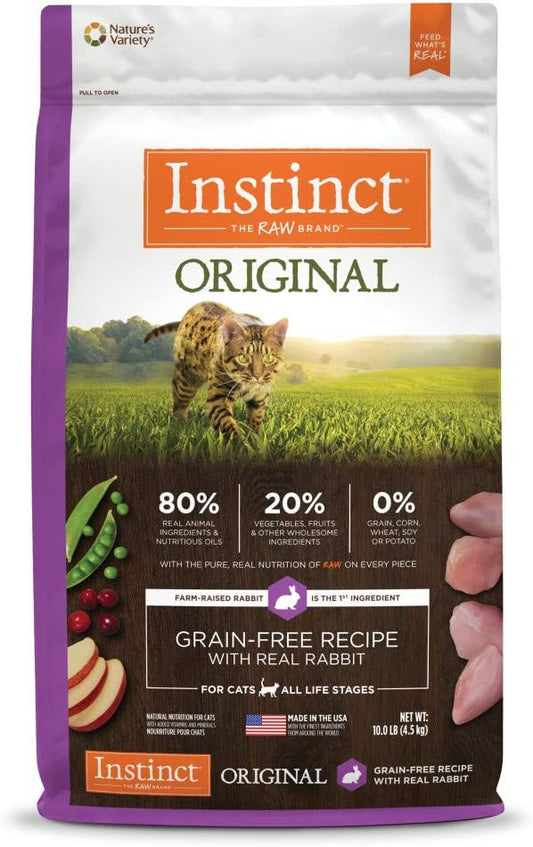 Instinct Original Dry Cat Food, Raw Coated Kibble, High Protein, Grain Free Recipe - Real Rabbit, 10 lb. Bag