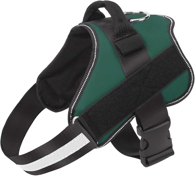 Bolux Dog Harness, No-Pull Reflective Dog Vest, Breathable Adjustable Pet Harness with Handle for Outdoor Walking - No More Pulling, Tugging or Choking (Dark Green, S)