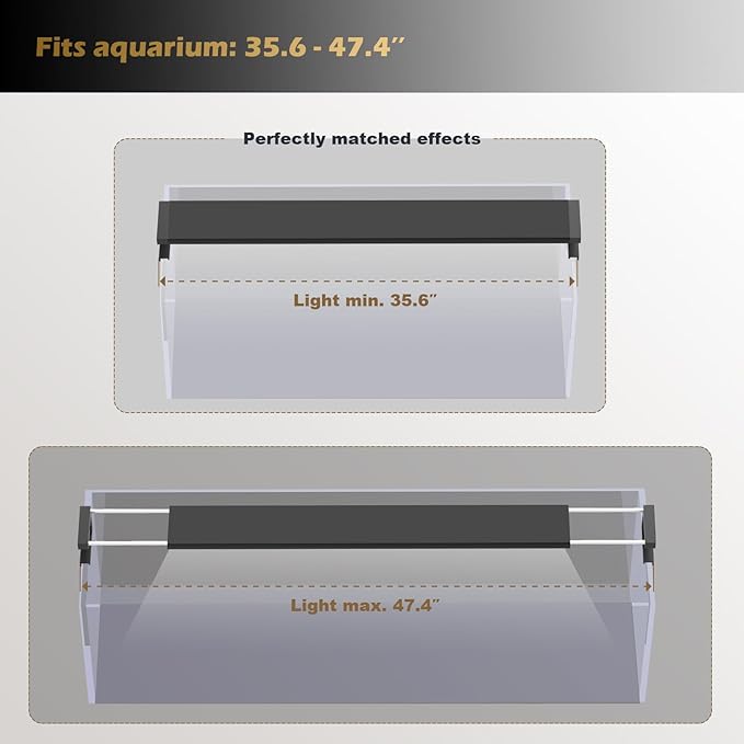 GLOWRIUM Saltwater Aquarium Light, Smart Reef Coral Fish Tank Light with Bluetooth + WiFi Dual Control App, DIY Spectrum, Brightness Adjustable, Anti-Drop, Real Time Water Temperature Sensor(36-48 in)