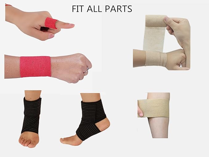 6 Pack 2" x 5 Yards Self Adhesive Bandage Wrap Breathable Cohesive Vet Wrap for Pets, Elastic Self-Adherent Tape for Sports, Wrist, Ankle (Green)