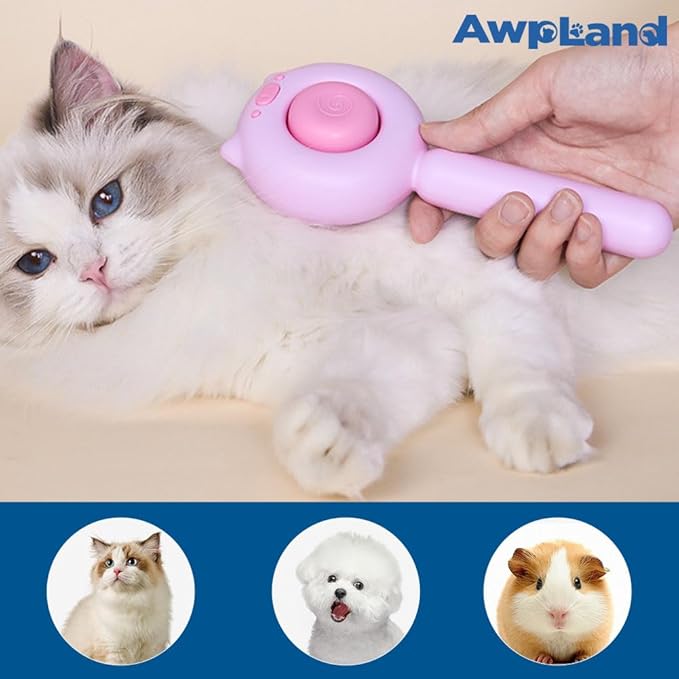 Cat Brush for Short or Long Haired Cats Dogs Rabbits, Cute Dog Brush with Release Button for Massage and Removes Loose Fur
