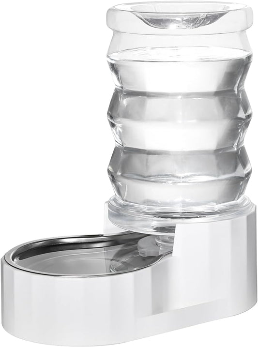 RIZZARI Automatic 7L Pet Waterer,Gravity Stainless Steel Water Dispenser, 100% BPA-Free, Large Capacity Water Feeder for Cats and Medium and Large-Sized Dogs (White,7L)