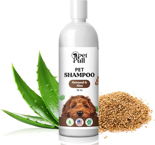 Pet Shampoo and Conditioner for Dogs and Cats - Plant-Based Dog Shampoo Cleanser - Pet Supplies for Pets - Sensitive Skin Dog Wash- Made in The USA (16 oz) (Oatmeal & Aloe, Shampoo)