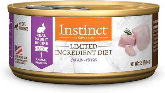 Instinct Limited Ingredient Diet, Natural Wet Cat Food, Grain Free Recipe - Real Rabbit, 5.5 oz. Cans (Pack of 12)