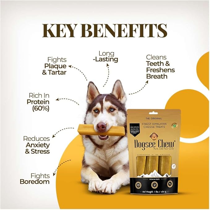 Dogsee Original Himalayan Yak Cheese Dog Chews XL - 6 Chews | Dog Treats Rawhide Free | Fight Plaque & Tartar | All Natural Long Lasting | Odourless and Great for Cleaning Teeth