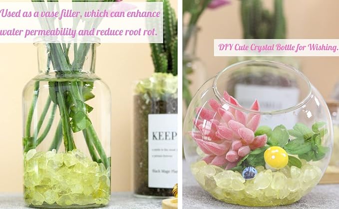 Citrine Aquarium Gravel Rocks Natural Tumbled Healing Crystal Chips Bulk Gemstones Tumbled Crushed Stones for Fountain Vase Filler Planters Decorative Fish Tank Potted Reiki Energy Balancing 0.44lb