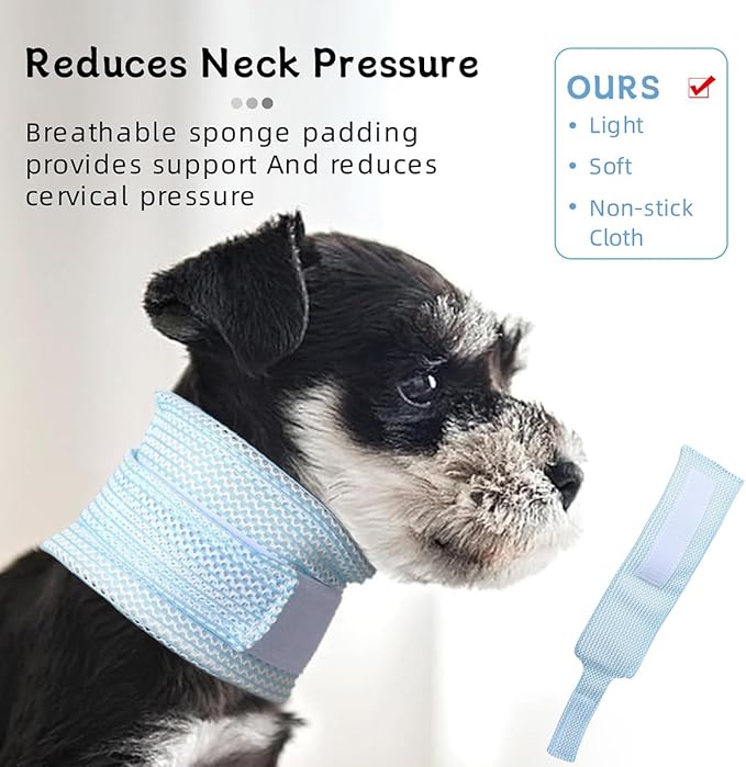 Cat Neck Brace Cover - Breathable & Adjustable Elizabethan Collar for Post-Surgery Recovery Anti-Scratch Anti-Lick Protection, Cervical Cone for Small Medium Large Dogs Puppies Kittens (Small,Blue)
