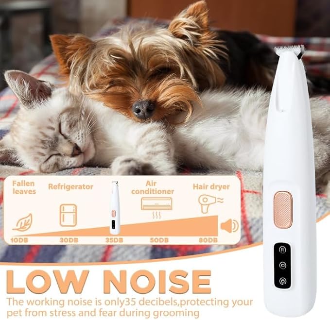 Pet Micro Precision Paw Trimmer, Upgrade Multifunctional Pet Hair Clippers Waterproof Rechargeable Pet Shaver with LED Light, Pet Paw Trimmer for Paws Eyes Ears Face Rump (1 Set)