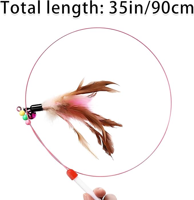 Cat Toys Interactive for Indoor Cats,2 PCS Cat Feather Toys and Wand Toys for Chase Exercise and Teaser Play with Kitten