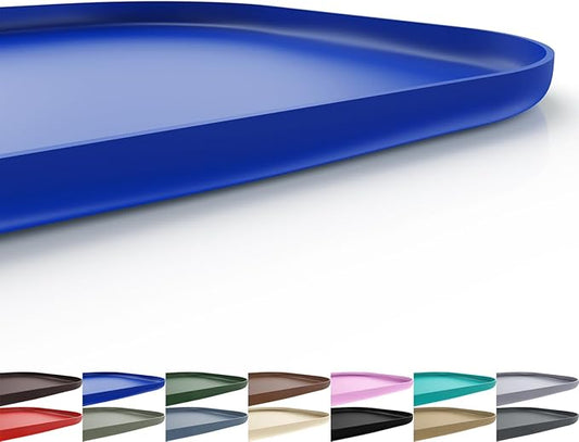 Silicone Pet Feeding Mat with Raised Edge for Food and Water, Dog Bowl Mats, Cat Bowls Placemat with High Lip for Floor Waterproof, Rubber Tray for Cats and Dogs 19 x 12 x0.7 Navy Blue