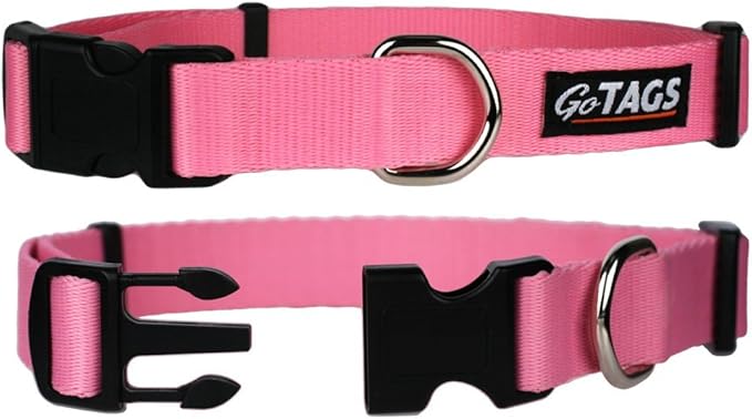 GoTags Dog Collars, Durable Solid Nylon Dog Collars in 5 Color Options and 4 Adjustable Sizes for Puppy and Dogs Extra Small, Small, Medium or Large