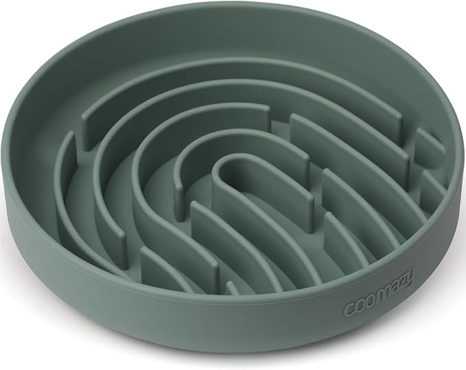 Coomazy Large Silicone Slow Feeder Dog Bowls, Interactive Puzzle Toy for Pets Food Training, Keeps Dogs Busy, Prevents Puppy Overeating (Dark Green, Large: 3.2Cup)