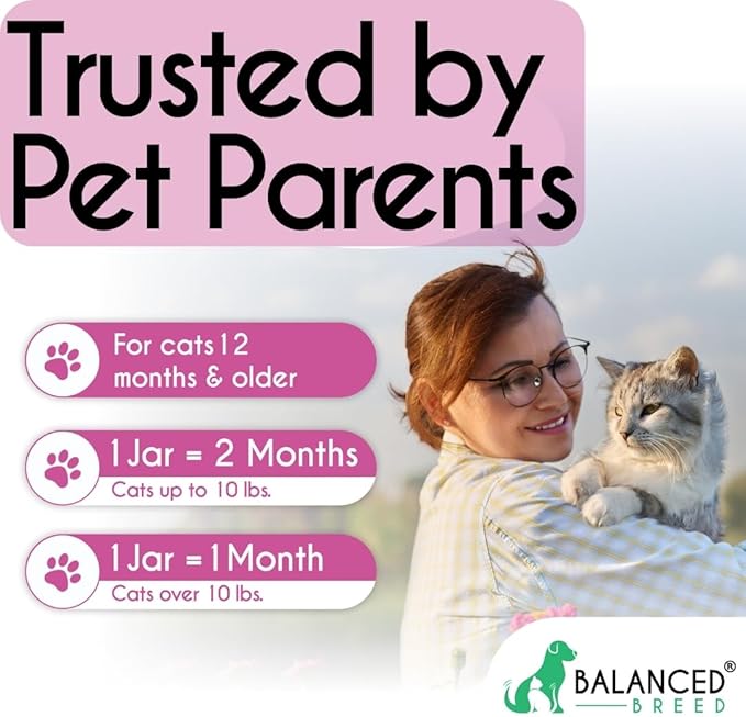 Balanced Breed L-Lysine Cats Immune Support Soft Chews Made in USA Vet-Pharmacist Approved Seasonal Allergy Relief Cat Vitamins Indoor Cats Supplements Krill Oil Asthma Relief Cat Lysine Treats NonGMO